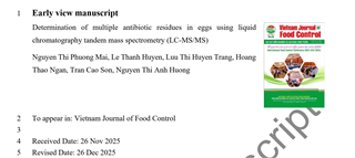 Ảnh Determination of multiple antibiotic residues in eggs using liquid chromatography tandem mass spectrometry (LC-MS/MS)